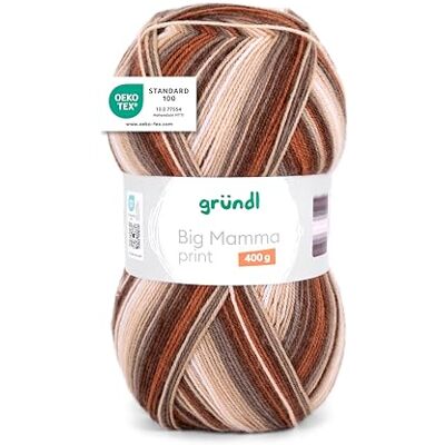 Gründl Ull Big Mamma Print – XXL ull för stickning – stor boll 400 g/1040 m – ullgradient av 100% polyakryl – koppar hasselnöt-slits-kräm Gründl Ull Big Mamma Print – XXL ull för stickning – stor boll 400 g/1040 m – ullgradient av 100% polyakryl – koppar hasselnöt-slits-kräm