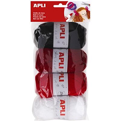 APLI 946052 – ullknopp 4 stycken 50 g, röda toner APLI 946052 – ullknopp 4 stycken 50 g, röda toner