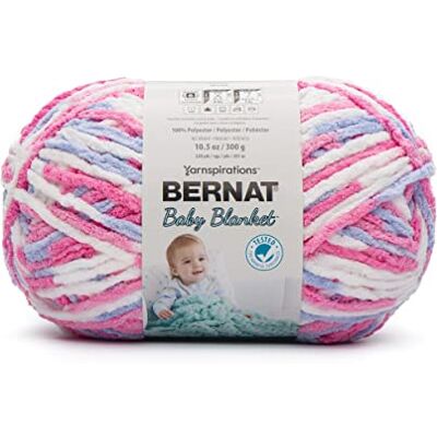 Bernat Baby Blanket BB garn, 1-pack med 300 g, polyester, nr 6 supertjockt, ca 200 m, för stickning och virkning, rosa/blå ombre Bernat Baby Blanket BB garn, 1-pack med 300 g, polyester, nr 6 supertjockt, ca 200 m, för stickning och virkning, rosa/blå ombre