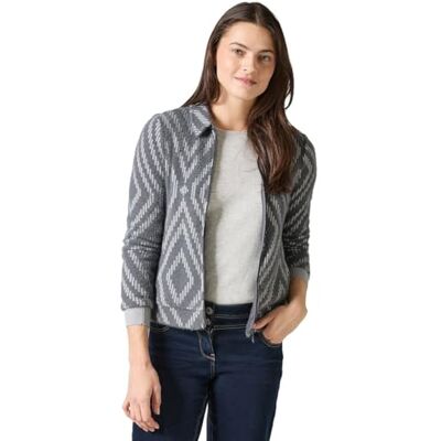Cecil Garn-cardigan med tryck, Platinum Grey Mel., M Cecil Garn-cardigan med tryck, Platinum Grey Mel., M