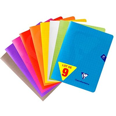 Clairefontaine metriska anteckningsblock stor fyrkant utan spiralbindning 17 x 22 cm blandade färger (paket med 9) Clairefontaine metriska anteckningsblock stor fyrkant utan spiralbindning 17 x 22 cm blandade färger (paket med 9)