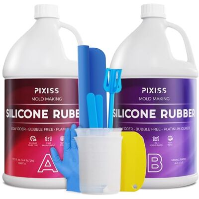 Pixiss Silikonform tillverkning kit flytande silikon gummi bubbla fri genomskinlig klar form gör silikonblandningsförhållande 1: 1-gjutning silikon för hartsformer, silikonformar gör-det-själv (4 Pixiss Silikonform tillverkning kit flytande silikon gummi bubbla fri genomskinlig klar form gör silikonblandningsförhållande 1: 1-gjutning silikon för hartsformer, silikonformar gör-det-själv (4