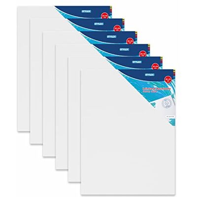 Stylex 28632-P6 – kilram 30 x 40 cm, med duk av 100% bomullstyg, grundad, häftad på baksidan, för olja, akryl och temperaturfärger, gouache – målning, 6 stycken Stylex 28632-P6 – kilram 30 x 40 cm, med duk av 100% bomullstyg, grundad, häftad på baksidan, för olja, akryl och temperaturfärger, gouache – målning, 6 stycken