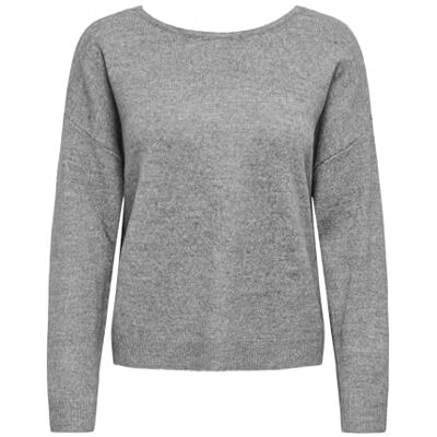 ONLY Onladele Ls Lace Mix O-Neck Cc KNT, Ljusgrå melange, M ONLY Onladele Ls Lace Mix O-Neck Cc KNT, Ljusgrå melange, M