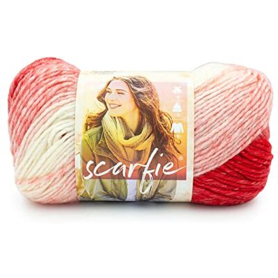 Lion Brand Yarn Scarfie Garn, 1-pack, röd/cremefärgad Lion Brand Yarn Scarfie Garn, 1-pack, röd/cremefärgad