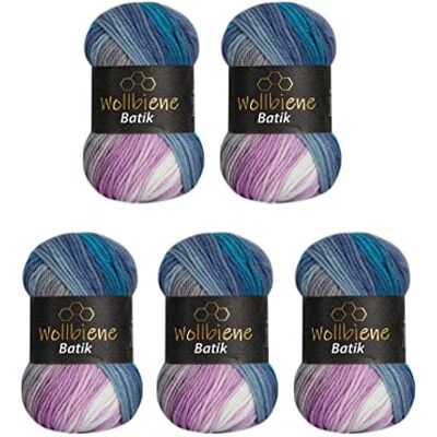Wollbiene 5 x 100 g ullbi batik 500 gram ull med färggradient flerfärgad stickad ull virkull (2030 blå turkos rosa) Wollbiene 5 x 100 g ullbi batik 500 gram ull med färggradient flerfärgad stickad ull virkull (2030 blå turkos rosa)