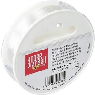 Knorr Prandell pärltråd transparent 0,5 mm x 50 m, standart Knorr Prandell pärltråd transparent 0,5 mm x 50 m, standart
