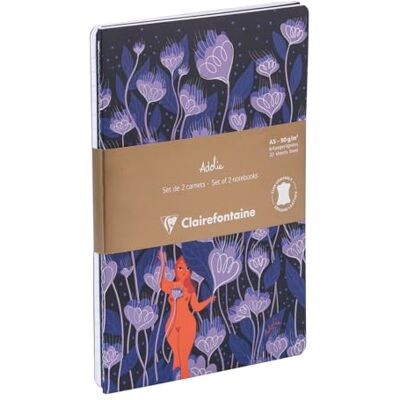 Clairefontaine 116296C Adolie, Set de 2 carnets cousu fil A5 14,8x21 cm, 64 pages, ligné. Bloom. 1 carnet couverture cuir + 1 carnet couverture carte imprimée, ass. Clairefontaine 116296C Adolie, Set de 2 carnets cousu fil A5 14,8x21 cm, 64 pages, ligné. Bloom. 1 carnet couverture cuir + 1 carnet couverture carte imprimée, ass.