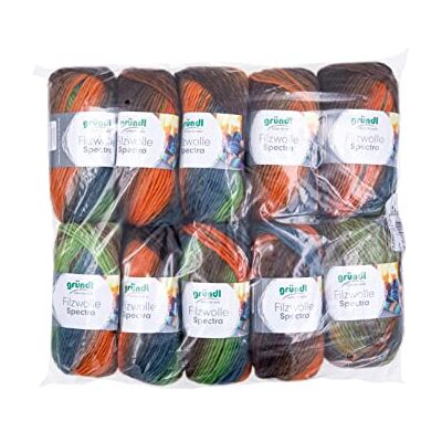 120 Gründl Ylle filttyll Spectra, (OEKO-TEX certifierad, 100% ny ull för filtning, 100 g/100 m, 10 nystan á 100 g), amazonas flerfärgad 120 Gründl Ylle filttyll Spectra, (OEKO-TEX certifierad, 100% ny ull för filtning, 100 g/100 m, 10 nystan á 100 g), amazonas flerfärgad