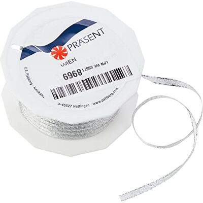 PRÄSENT Prasent 5 mm 50 m Wien metalliskt nätband, silver PRÄSENT Prasent 5 mm 50 m Wien metalliskt nätband, silver