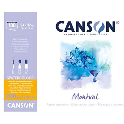 Canson Montval® akvarellblock limmat på den långa sidan, 24 x 32 cm, 100 ark, 200 g/m², finkorn Canson Montval® akvarellblock limmat på den långa sidan, 24 x 32 cm, 100 ark, 200 g/m², finkorn