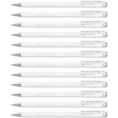 Pentel K108-P Hybrid Milky Roller Pen Pastell Gel White x12 Pentel K108-P Hybrid Milky Roller Pen Pastell Gel White x12