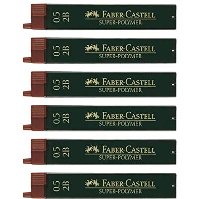Faber-Castell Super polymer 205027 fin blyuppsättning med 6 med 12 ledningar 0,5 mm hårdhet 2B Faber-Castell Super polymer 205027 fin blyuppsättning med 6 med 12 ledningar 0,5 mm hårdhet 2B