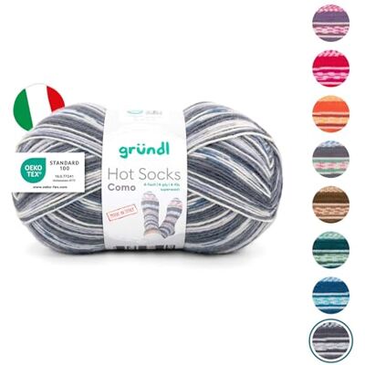 Gründl ull Hot Socks Como, strumpull/strumpgarn 4-vägs 1 nystan 100 g/420 m (75% ny ull (supertvätt), 25% polyamid), antracit-ljusgrå-blå-vit Gründl ull Hot Socks Como, strumpull/strumpgarn 4-vägs 1 nystan 100 g/420 m (75% ny ull (supertvätt), 25% polyamid), antracit-ljusgrå-blå-vit