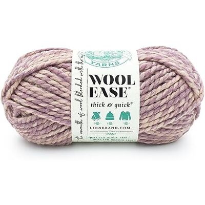 Lion Brand Yarn Wool-Ease Thick and Quick Garn, 1-pack, beige/lila (Bubbles) Lion Brand Yarn Wool-Ease Thick and Quick Garn, 1-pack, beige/lila (Bubbles)