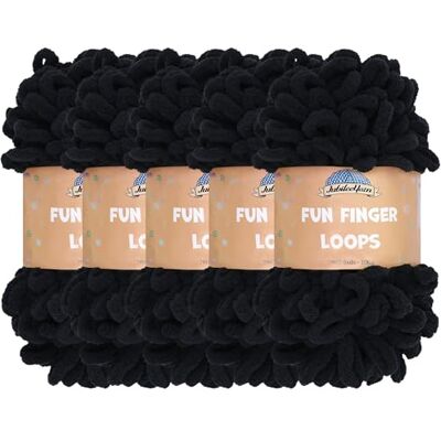 BambooMN JubileeGarn med roliga fingerslingor – polyester jumbo viktögla – 100 g/skein – svart – 5 nystan BambooMN JubileeGarn med roliga fingerslingor – polyester jumbo viktögla – 100 g/skein – svart – 5 nystan