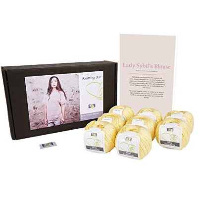 DesignEtte Lady Sybils vuxna stickningskit 100 procent merceriserad egyptisk bomull ull garn bollar och mönster i en uppsättning nybörjare starthantverk pack låda 50 g 127 m/5 lager Mellon gul 1, XL DesignEtte Lady Sybils vuxna stickningskit 100 procent merceriserad egyptisk bomull ull garn bollar och mönster i en uppsättning nybörjare starthantverk pack låda 50 g 127 m/5 lager Mellon gul 1, XL