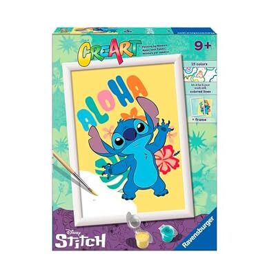 Ravensburger CreArt D-serien: Stitch Disney, Kit för målning efter siffror, innehåller en förtryckt tabell, en pensel, färger och tillbehör, kreativt spel för pojkar och flickor 9+ år Ravensburger CreArt D-serien: Stitch Disney, Kit för målning efter siffror, innehåller en förtryckt tabell, en pensel, färger och tillbehör, kreativt spel för pojkar och flickor 9+ år