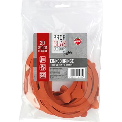Weck Väck 30 påsar gummiringar 94 x 108 mm Ø 100 mm (gummitätningsringar, konserveringsburk) 76135, orange Weck Väck 30 påsar gummiringar 94 x 108 mm Ø 100 mm (gummitätningsringar, konserveringsburk) 76135, orange