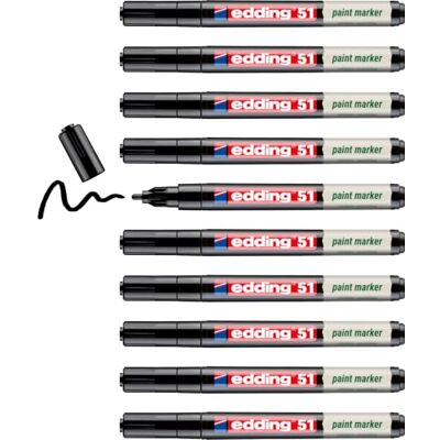 edding 51 EcoLine färgmarkör – svart – förpackning med 10 – rund spets 1–2 mm – vattenbaserat bläck, mycket ogenomskinlig och vattentät – penna för glas, sten, trä, plast och papper edding 51 EcoLine färgmarkör – svart – förpackning med 10 – rund spets 1–2 mm – vattenbaserat bläck, mycket ogenomskinlig och vattentät – penna för glas, sten, trä, plast och papper