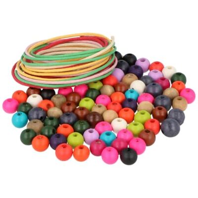 INNSPIRO Träpärlor boll blandade färger 10 mm och 5 m.tråd bomull 500u ca. INNSPIRO Träpärlor boll blandade färger 10 mm och 5 m.tråd bomull 500u ca.