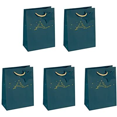 Sigel GT035/5 medelstora papperspresentpåsar, set om 5 23 x 17 cm, petrolblå, jul Sigel GT035/5 medelstora papperspresentpåsar, set om 5 23 x 17 cm, petrolblå, jul