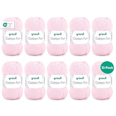 Gründl Cotton Fun stickgarn/virkgarn (mjukt garn av 100% bomull, OEKO-TEX certifierad, 50 g/115 m, nåltjocklek: 3–4, 10 nystan á 50 g), orkidé Gründl Cotton Fun stickgarn/virkgarn (mjukt garn av 100% bomull, OEKO-TEX certifierad, 50 g/115 m, nåltjocklek: 3–4, 10 nystan á 50 g), orkidé