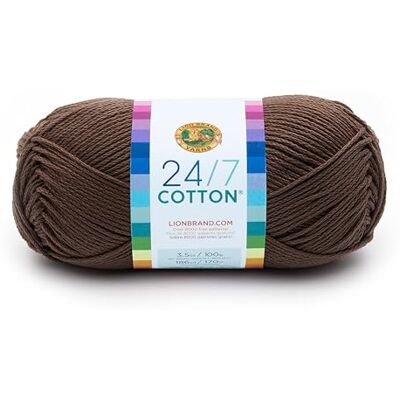 Lion Brand Yarn Lion Brand Garn Company bomullsgarn, 100 procent bomull, kaffe med mjölk, 15,24 x 6,35 x 6,35 cm, Café Au Lait Lion Brand Yarn Lion Brand Garn Company bomullsgarn, 100 procent bomull, kaffe med mjölk, 15,24 x 6,35 x 6,35 cm, Café Au Lait