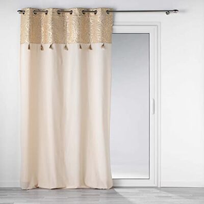 Douceur d'Intérieur mjukhet i interiören, öljettgardin 140 x 240 cm guld, polycotton enfärgad med topp och pompon, sola Douceur d'Intérieur mjukhet i interiören, öljettgardin 140 x 240 cm guld, polycotton enfärgad med topp och pompon, sola