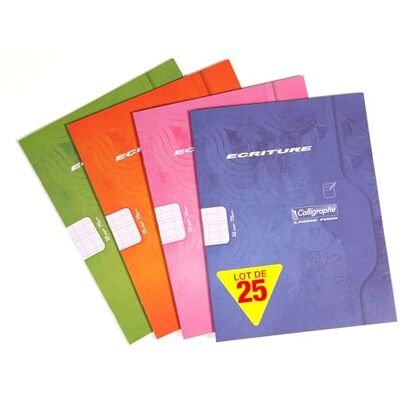 Clairefontaine Calligraphe 505Cpack En uppsättning med 25 skrivböcker (ett märke på 17 x 22 cm 32 sidor med dubbla rader 3 mm vertikalt interline-intervall 70 g slumpmässiga blandade Clairefontaine Calligraphe 505Cpack En uppsättning med 25 skrivböcker (ett märke på 17 x 22 cm 32 sidor med dubbla rader 3 mm vertikalt interline-intervall 70 g slumpmässiga blandade