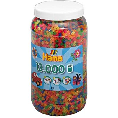 Hama Perlen 211-51 strykpärlor tenn med ca. 13 000 Midi hantverkspärlor med diameter 5 mm i neonmix, kreativt hantverk kul för unga och gamla Hama Perlen 211-51 strykpärlor tenn med ca. 13 000 Midi hantverkspärlor med diameter 5 mm i neonmix, kreativt hantverk kul för unga och gamla
