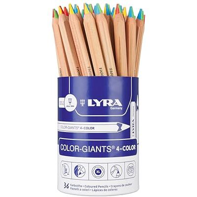 lyra bleistiftfabrik gmbh LYRA Color Giants 4-färg tjocka naturliga sexkantiga träfärgpennor 6,3 mm gruva 4 färger lyra bleistiftfabrik gmbh LYRA Color Giants 4-färg tjocka naturliga sexkantiga träfärgpennor 6,3 mm gruva 4 färger