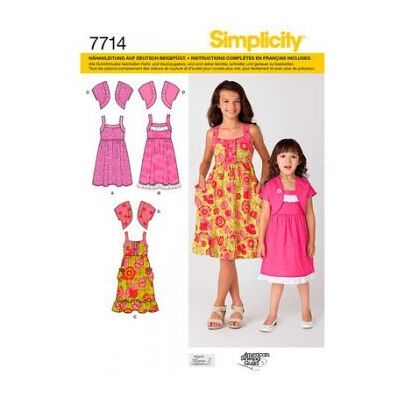 Simplicity snittmönster 7714.HH flickklänning med bolero Simplicity snittmönster 7714.HH flickklänning med bolero