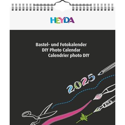 Heyda Hantverk och fotokalender årsbunden (2025), 1 ark = 1 månad, 215 × 240 mm, svart Heyda Hantverk och fotokalender årsbunden (2025), 1 ark = 1 månad, 215 × 240 mm, svart