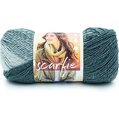Lion Brand Yarn Scarfie Garn, 1-pack, extra tjockt, blekgrå/blåt Lion Brand Yarn Scarfie Garn, 1-pack, extra tjockt, blekgrå/blåt