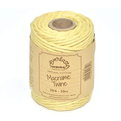 EVERLASTO 50 m spolar – enkel vridning mjuk bomullsfärgad makramé hantverksgarn 38/6 (ca 4 mm) (citron) EVERLASTO 50 m spolar – enkel vridning mjuk bomullsfärgad makramé hantverksgarn 38/6 (ca 4 mm) (citron)