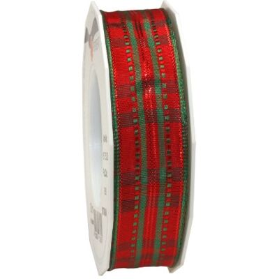 PRÄSENT 1-del 25 mm 20 m C.E. Pattberg band Nottingham trådbunden randig taft, röd/grön PRÄSENT 1-del 25 mm 20 m C.E. Pattberg band Nottingham trådbunden randig taft, röd/grön