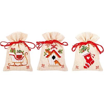 Vervaco PN-0172213 jul set med 3 örttoar Stickset siffertmönster, bomull, flerfärgad, ca 8 x 12 cm/3,2 x 4,8 tum Vervaco PN-0172213 jul set med 3 örttoar Stickset siffertmönster, bomull, flerfärgad, ca 8 x 12 cm/3,2 x 4,8 tum