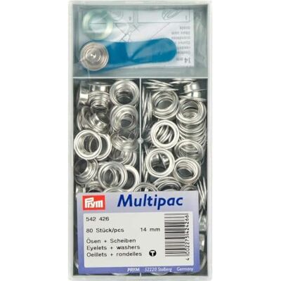 Prym Silver (14mm) Öljetter och Brickor 80 Bitar Prym Silver (14mm) Öljetter och Brickor 80 Bitar
