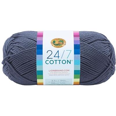 Lion Brand Yarn Company Bomullsgarn, 100 procent bomull, denim, 15,24 x 6,35 x 6,35 cm Lion Brand Yarn Company Bomullsgarn, 100 procent bomull, denim, 15,24 x 6,35 x 6,35 cm