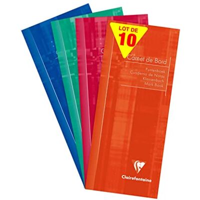 Clairefontaine – Ref 3529C – Häftbunden pupillens rapportbok (16 ark) – 8,5 x 20 cm storlek, 110 gsm borstat velumpapper, laminerat kartongskydd – blandade färger (paket med 10) Clairefontaine – Ref 3529C – Häftbunden pupillens rapportbok (16 ark) – 8,5 x 20 cm storlek, 110 gsm borstat velumpapper, laminerat kartongskydd – blandade färger (paket med 10)