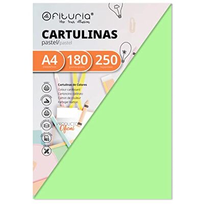 OFITURIA Pack 250 Kartonger Ljusgrön Storlek A4 180g OFITURIA Pack 250 Kartonger Ljusgrön Storlek A4 180g