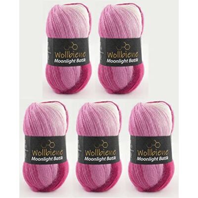 Wollbiene Moonlight Batik01 Garn, 5300, 100 g x 5 stycken Wollbiene Moonlight Batik01 Garn, 5300, 100 g x 5 stycken