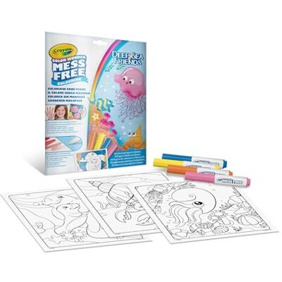 CRAYOLA Color Wonder, Coloring Set med 18 färgläggningssidor och 4 fläckfria tuschpennor, motiv Havets vänner, kreativt pyssel för barn, 3,4,5 år, 75-2667 CRAYOLA Color Wonder, Coloring Set med 18 färgläggningssidor och 4 fläckfria tuschpennor, motiv Havets vänner, kreativt pyssel för barn, 3,4,5 år, 75-2667