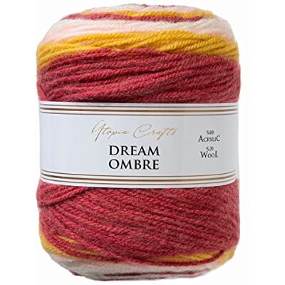 Utopia Crafts Dream Ombre Aran flerfärgad borstad stick- och virkgarn, 150 g (honungssenap) Utopia Crafts Dream Ombre Aran flerfärgad borstad stick- och virkgarn, 150 g (honungssenap)