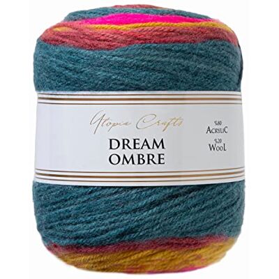 Utopia Crafts Dream Ombre Aran flerfärgad borstad stick- och virkgarn, 150 g (fuchsia-blandning) Utopia Crafts Dream Ombre Aran flerfärgad borstad stick- och virkgarn, 150 g (fuchsia-blandning)