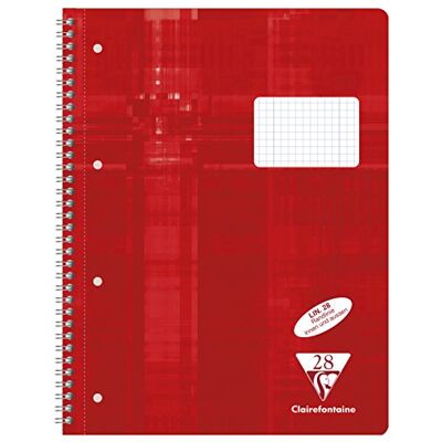 Clairefontaine 68252C – förpackning med 5 collegeblock/skolhäfte mikroperforerad med ringbokshål, DIN A4 80 ark 90 g, linjering 28 kontinuerligt rutig med dubbelkant, röd, 1-pack Clairefontaine 68252C – förpackning med 5 collegeblock/skolhäfte mikroperforerad med ringbokshål, DIN A4 80 ark 90 g, linjering 28 kontinuerligt rutig med dubbelkant, röd, 1-pack