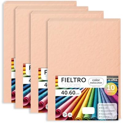 m-office Hantverksfilt, färgfilt, mjukt och flexibelt, material för sömnad, lappverkstyger, perfekt för gör-det-själv-projekt, hantverk eller dekoration, 40 x 60 cm (persika, 40 st) m-office Hantverksfilt, färgfilt, mjukt och flexibelt, material för sömnad, lappverkstyger, perfekt för gör-det-själv-projekt, hantverk eller dekoration, 40 x 60 cm (persika, 40 st)
