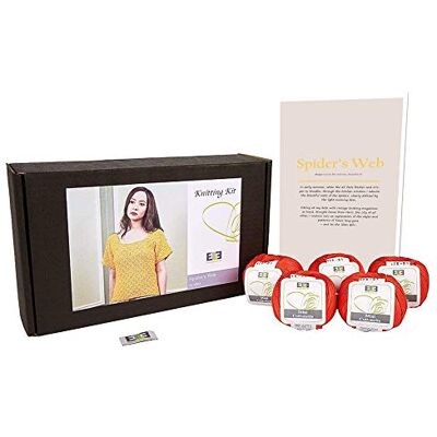 DesignEtte Spider's Web damstickningskit 100 procent egyptisk bomull ull garn skålar och mönster nybörjare startpaket låda 50 g 127 m/5 lager, morot, L DesignEtte Spider's Web damstickningskit 100 procent egyptisk bomull ull garn skålar och mönster nybörjare startpaket låda 50 g 127 m/5 lager, morot, L