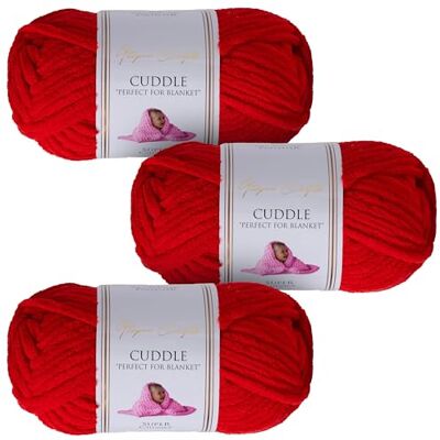 Utopia Crafts Cuddle Supertjockt Chenillegarn Röd, 100 g 60 m Nystan, Fluffigt, Mjukt & Lätt att Använda, Chunkygarn för Virkning & Stickning, Nybörjarvänligt Alternativ till Ullgarn 3-pack Utopia Crafts Cuddle Supertjockt Chenillegarn Röd, 100 g 60 m Nystan, Fluffigt, Mjukt & Lätt att Använda, Chunkygarn för Virkning & Stickning, Nybörjarvänligt Alternativ till Ullgarn 3-pack